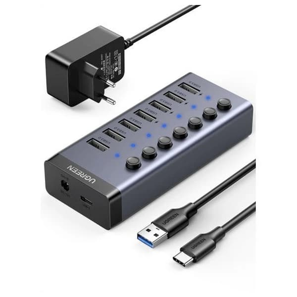 Ugreen USB-C to 7-Port USB-A 3.0 Hub DC 12V EU CM481 - 90307